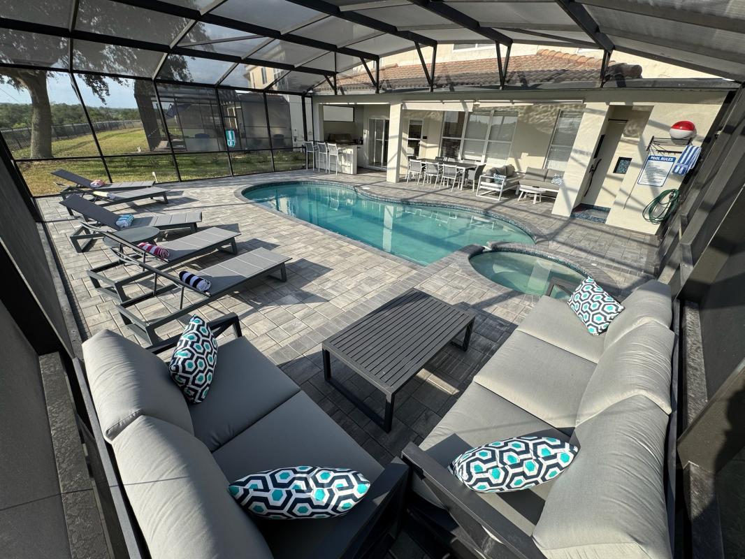 Spacious pool deck and lanai